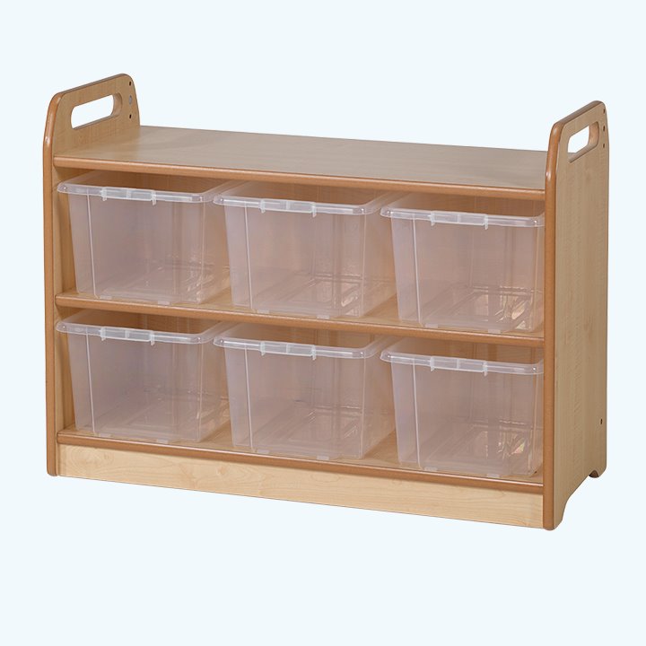Sturdy unit with clear boxes