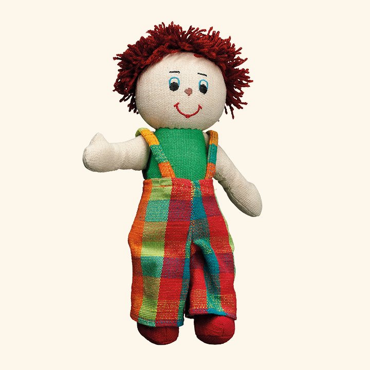 Rag doll boy with red hair and red skin