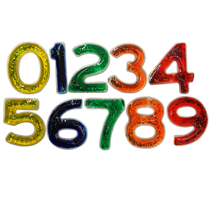 0-10 Set of tactile numbers filled with sparkly coloured gel