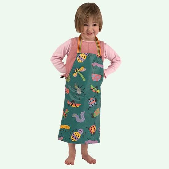 Patterned acrylic coated fabric apron with simple tie fastening