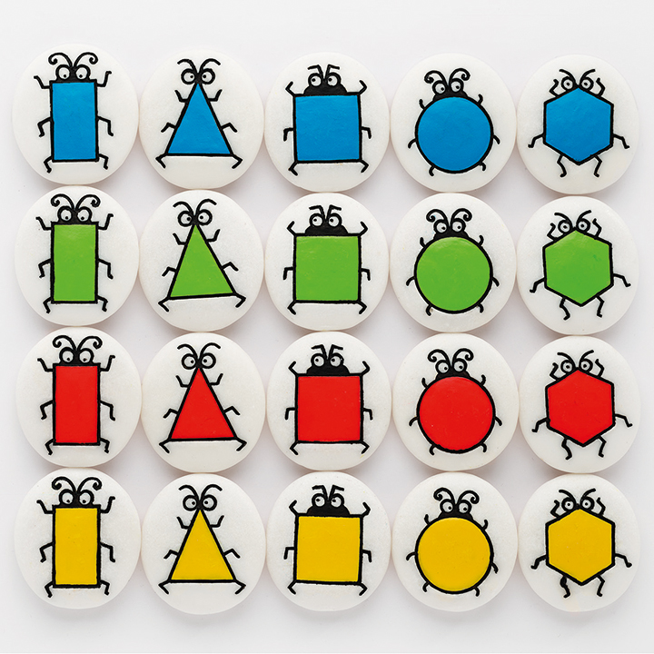 20 attractive sorting stones engraved with different bugs