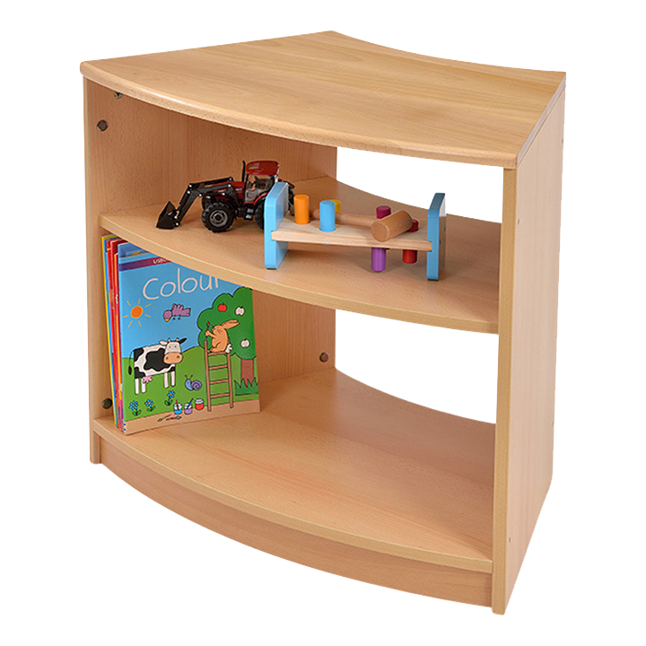 Simple and smooth curved open shelves