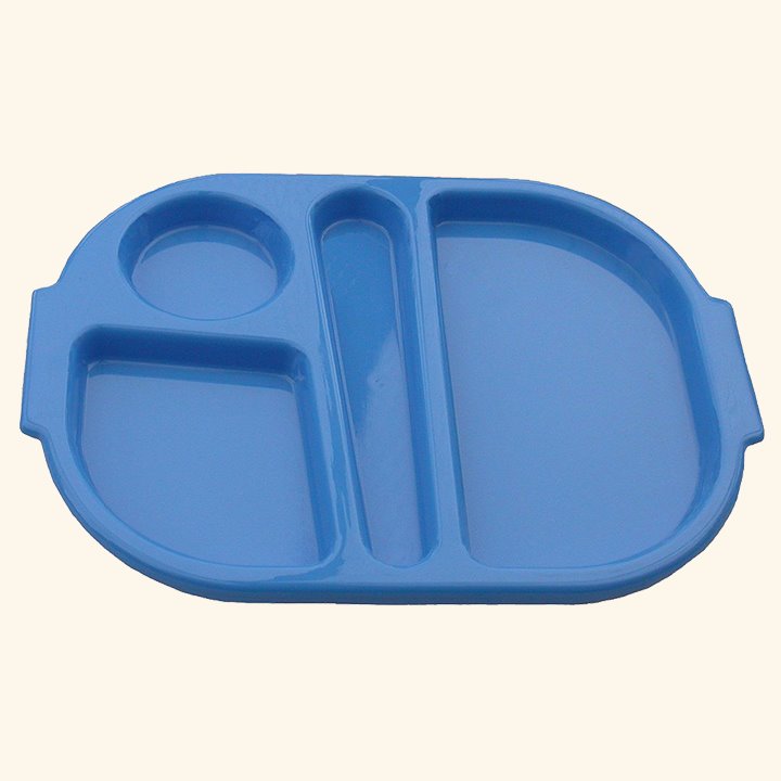 Blue polycarbonate meal tray