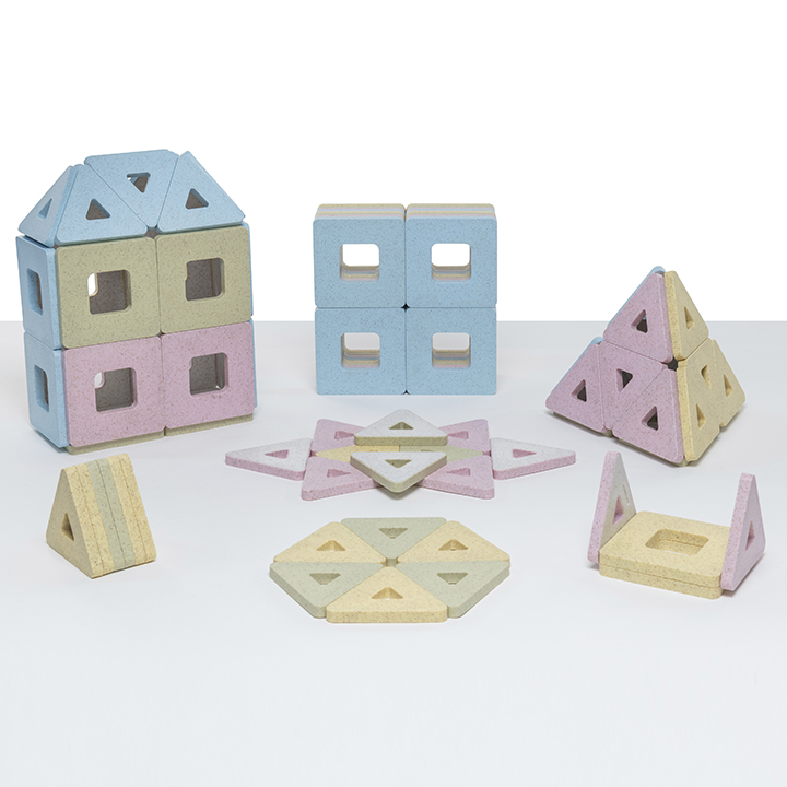 Neutral pastel coloured magnetic construction