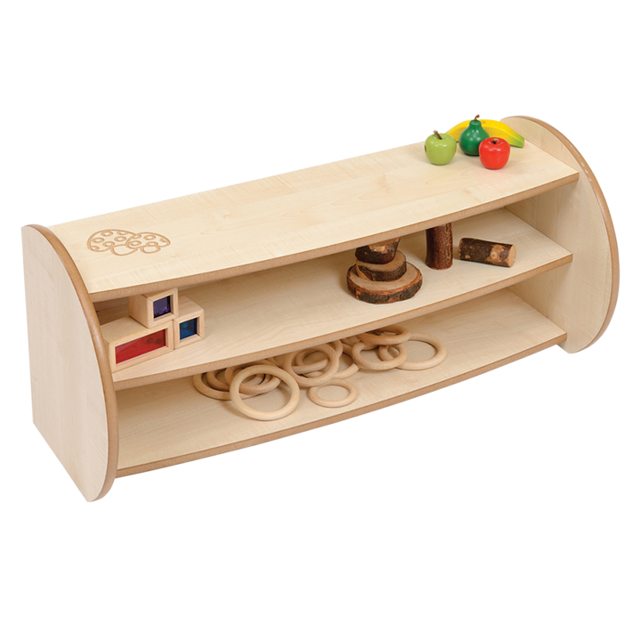 Natural finish shelf unit