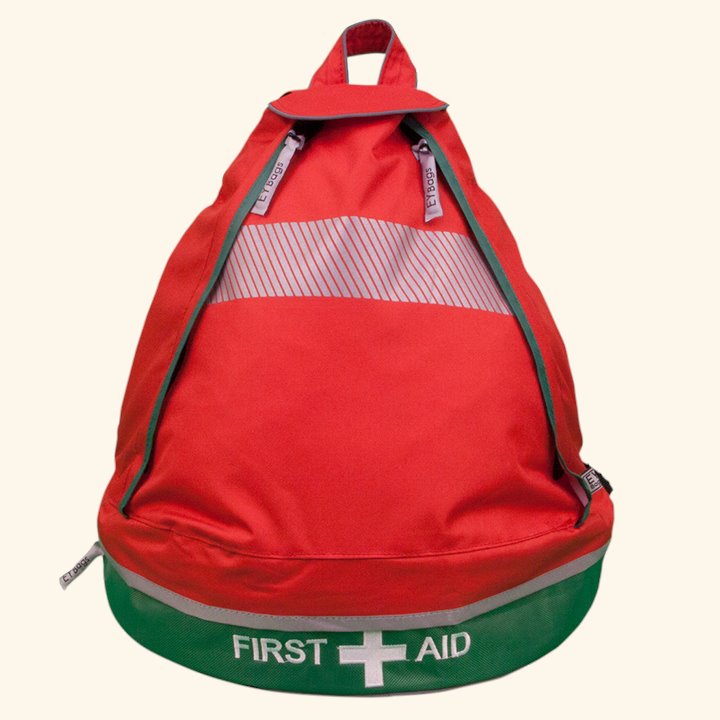 Red evacuation backpack