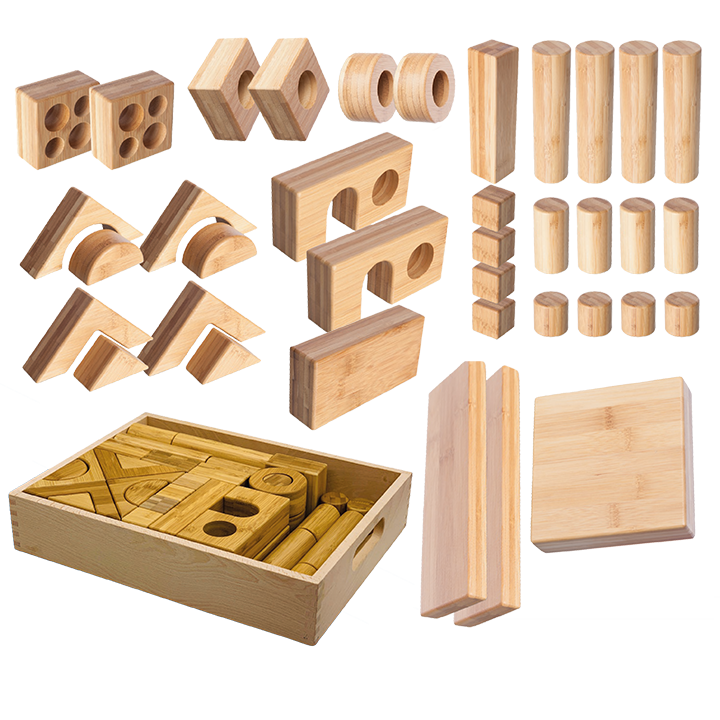 Set of eco friendly bamboo blocks