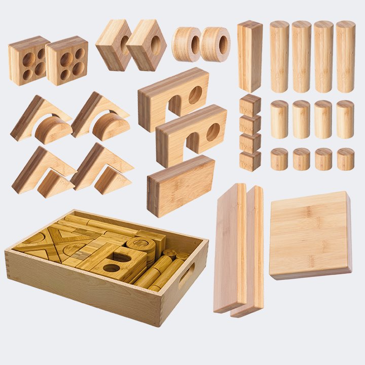 Set of eco friendly bamboo blocks