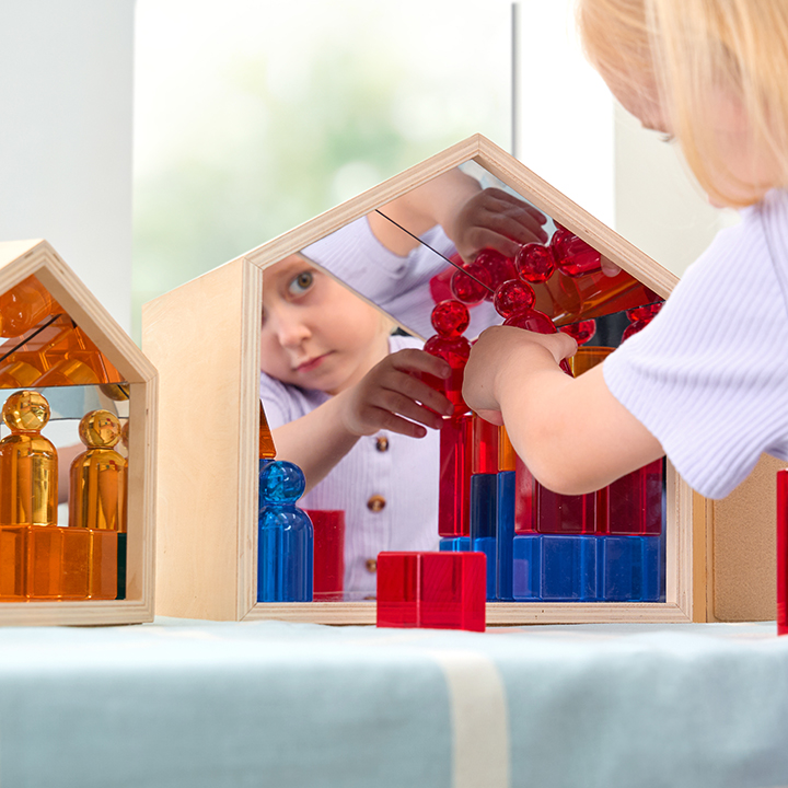 Three Nesting Houses with Mirror inside
