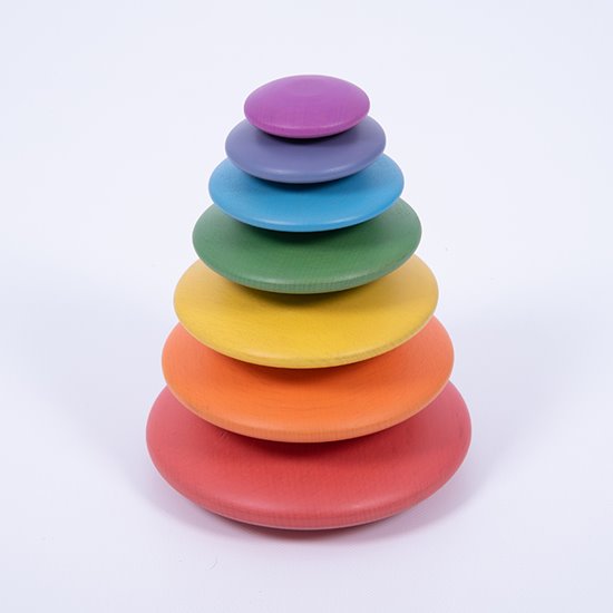 Smooth with subtle stained colours for balancing and stacking and open-ended loose part play