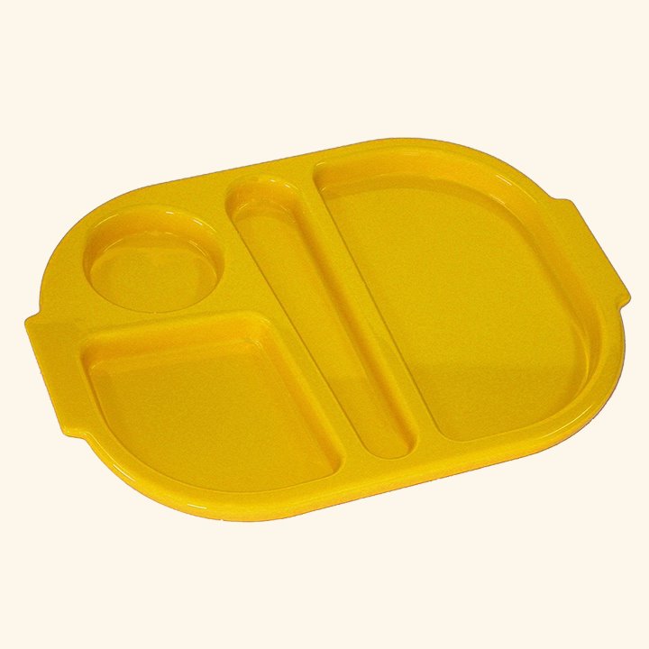 Yellow polycarbonate meal tray