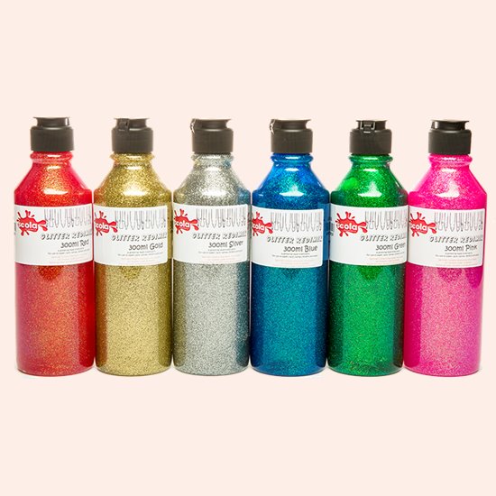Set of 6 glitter paint bottles