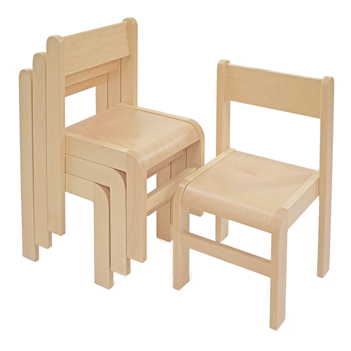 Stack of four childrens chairs