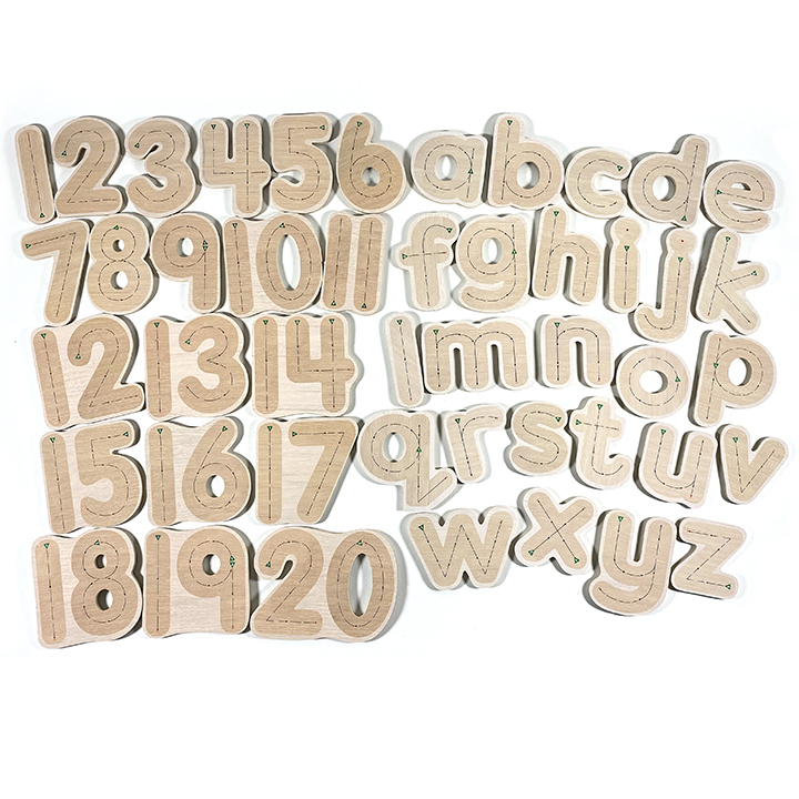 Set of numbers and letters for learning to write