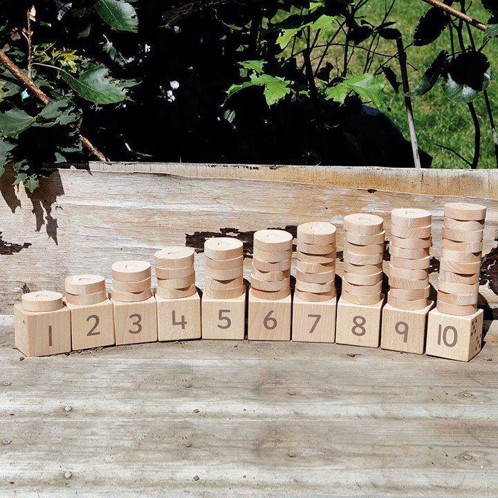 Numbers stacked up in outdoor area