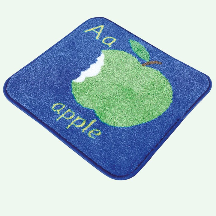 Blue alphabet mat with non-stick backing and wear resistant edges