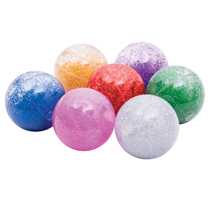 Set of coloured sparkly glitter balls