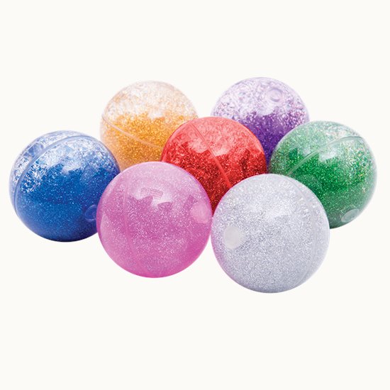 Set of coloured sparkly glitter balls