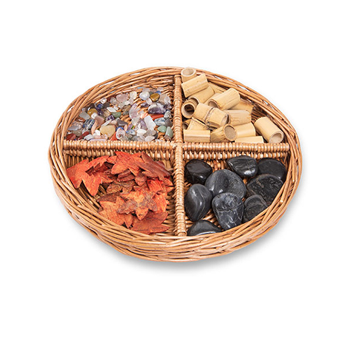 Wicker basket with dividers for sorting and counting