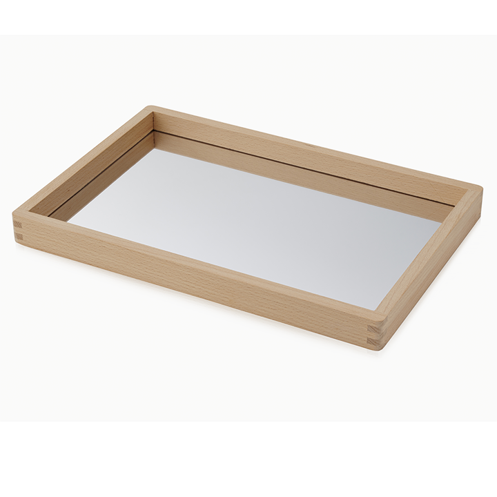 Mirror with beechwood edge