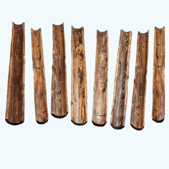 Set of 8 wooden water channels - each one 1m in length