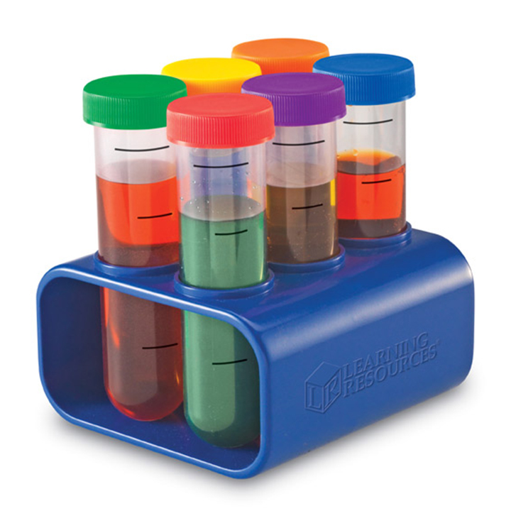 Set of plastic test tubes in stand