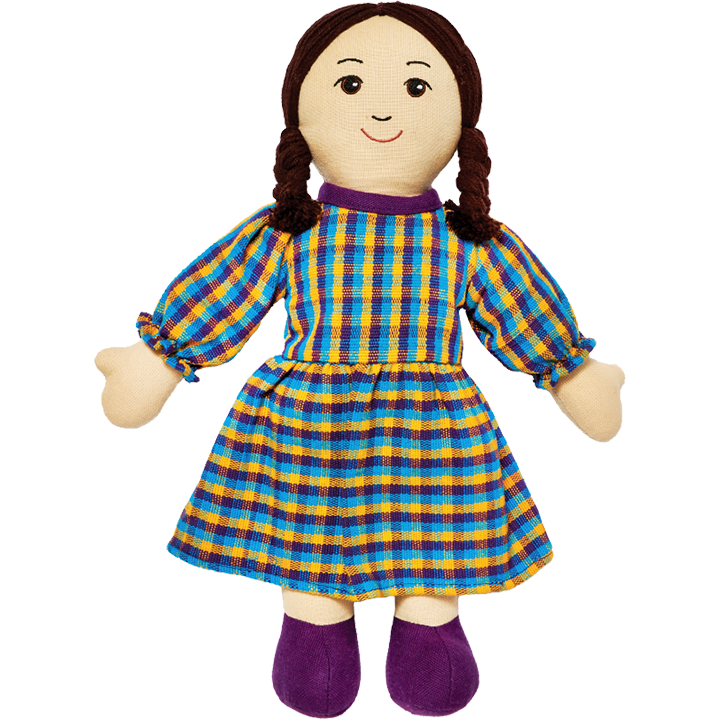 Soft multicultural doll white skin and dark hair