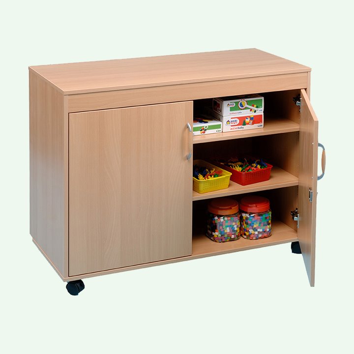 Cupboard with two hinged doors and adjustable shelves