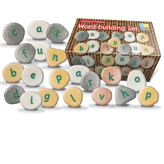Box of alphabet lettered pebbles