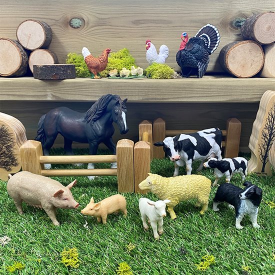 12 traditional farm animal figurines