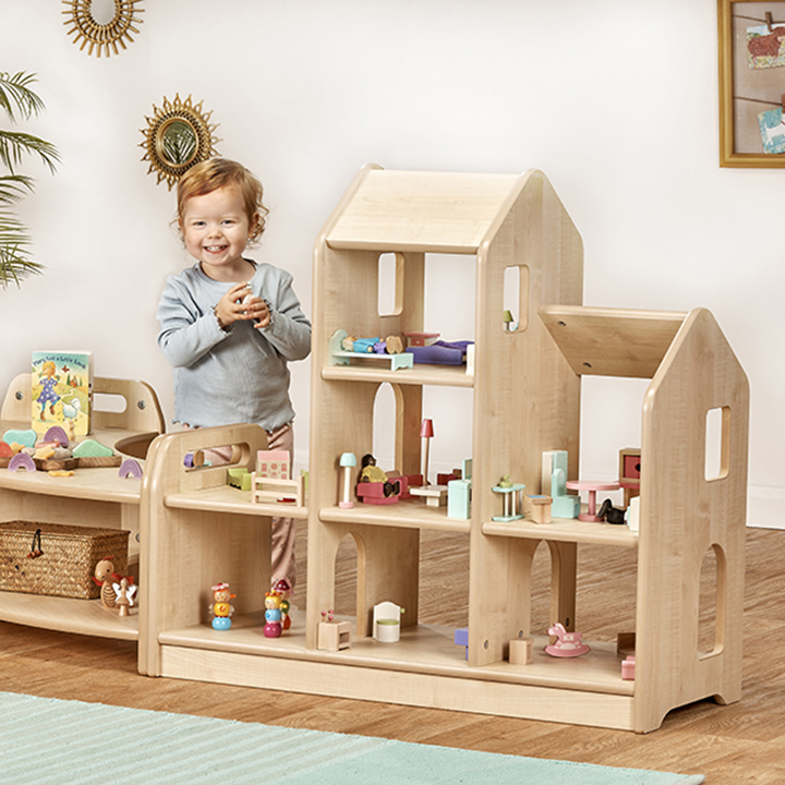 Shelf unit and dolls house combined