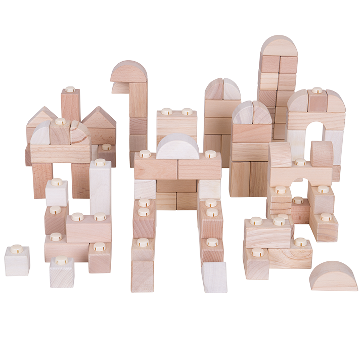 Natural wood click blocks construction