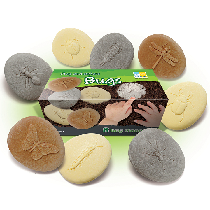 Box and set of bug themed stones
