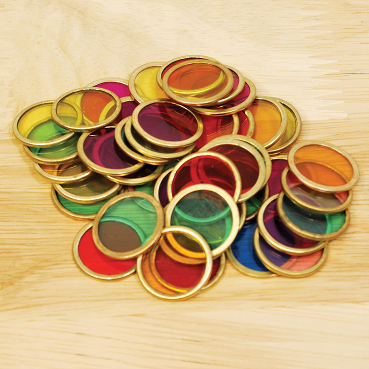 Pile of coloured metal counting chips