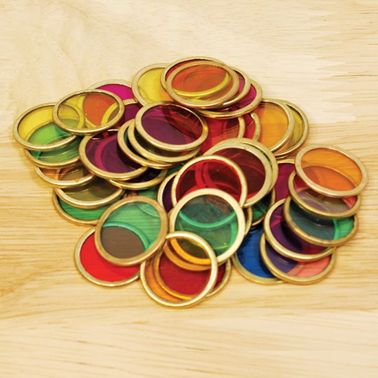 Pile of coloured metal counting chips