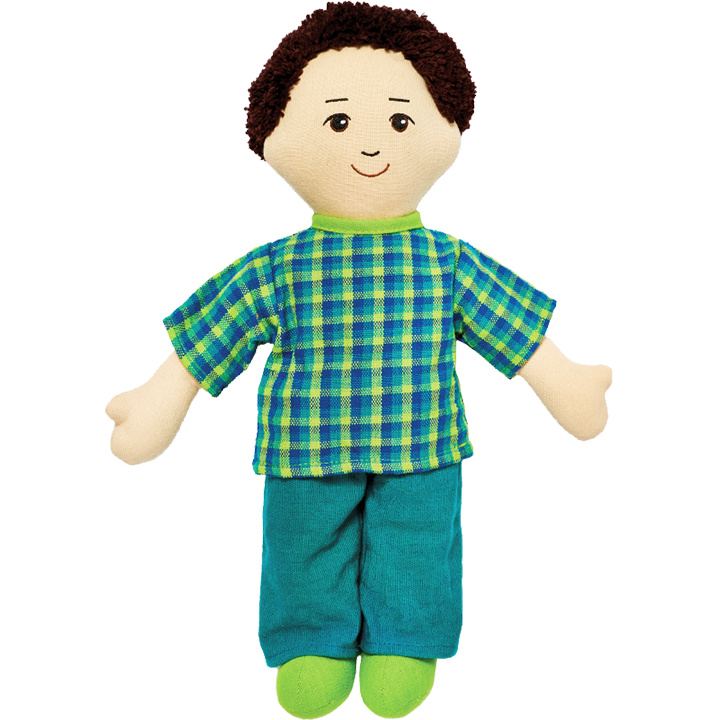 Soft multicultural doll with dark heart and white skin