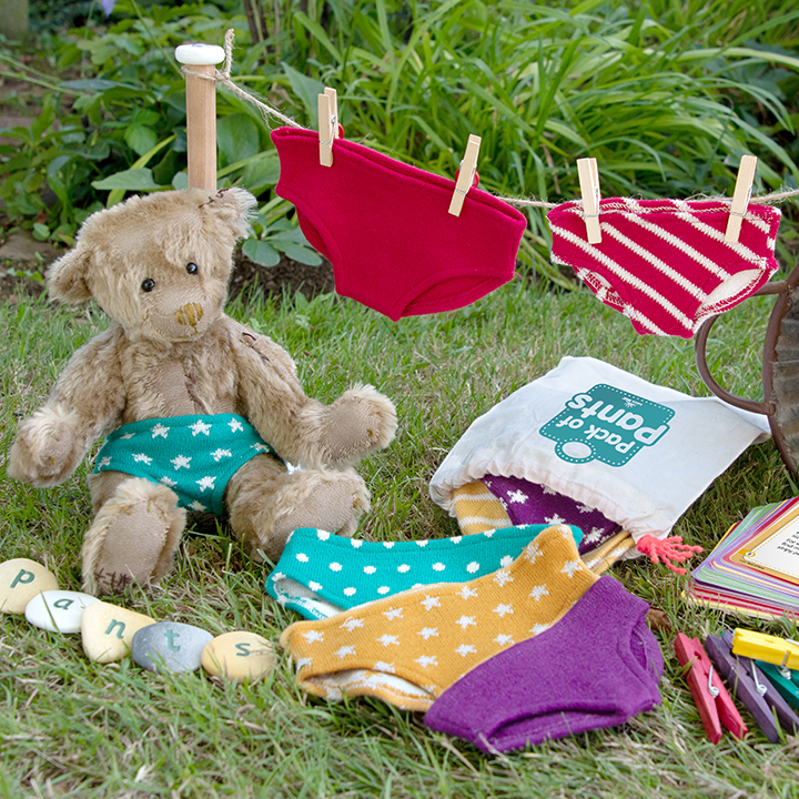 8 pairs of pants and activity cards