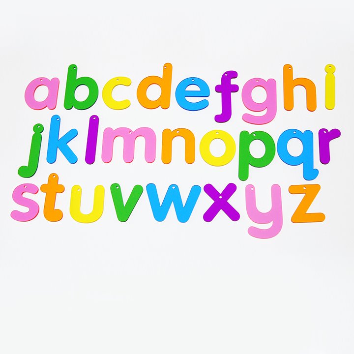 Coloured acrylic alphabet