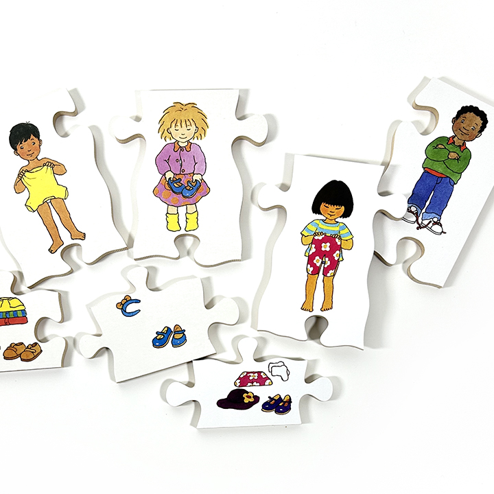 Four wooden sequencing puzzles