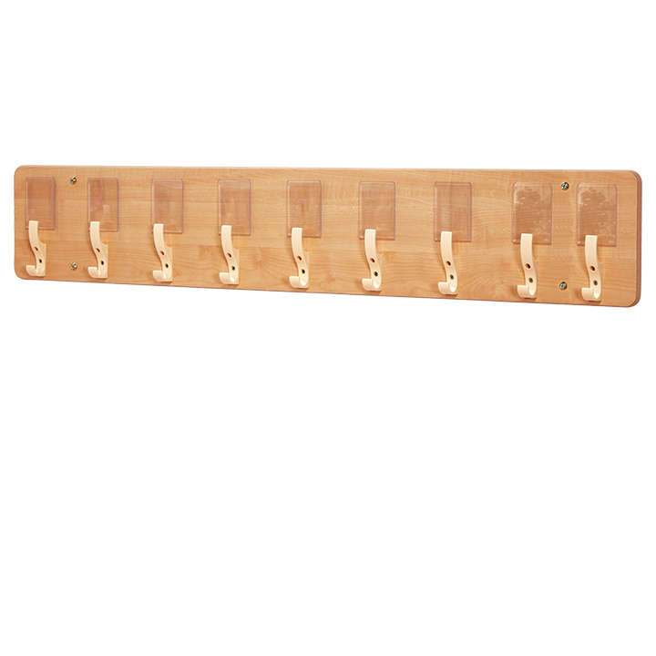 9 hooks mounted on a board