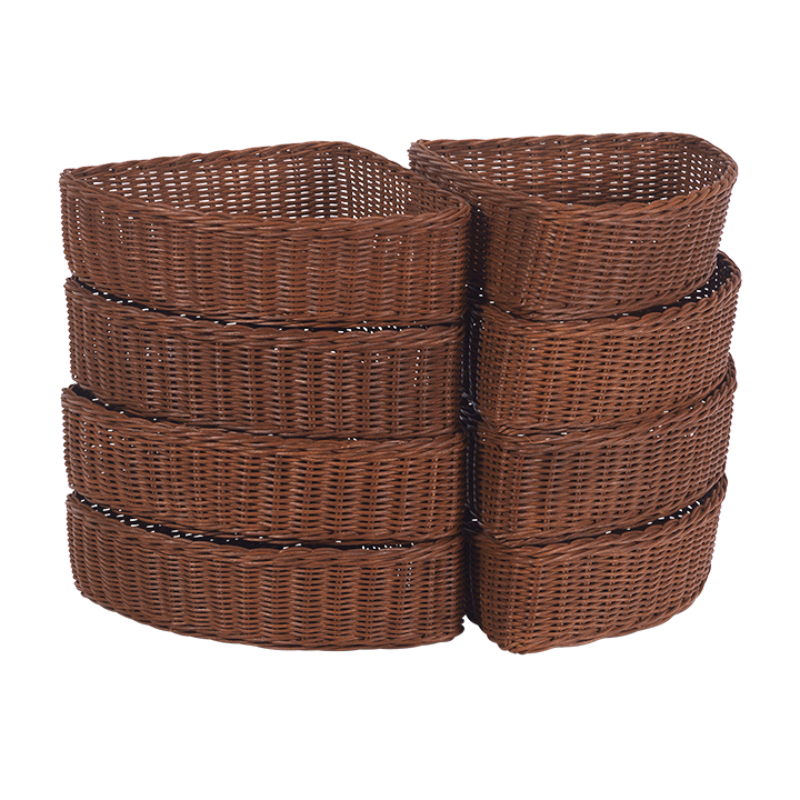 Set of 8 rattan quadrant baskets