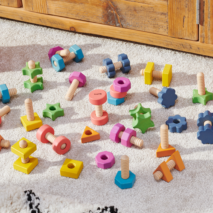 beechwood nuts and bolts, ideal for loose parts