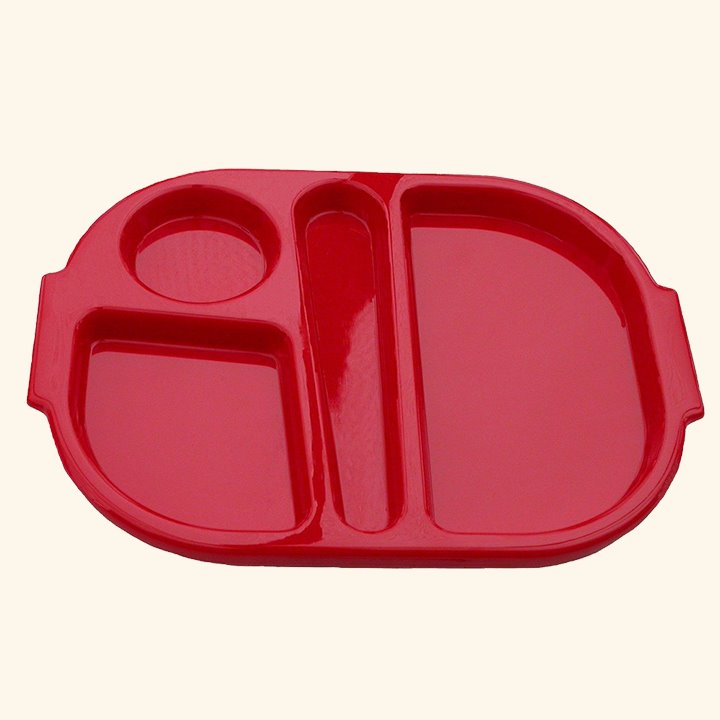 Red polycarbonate meal tray
