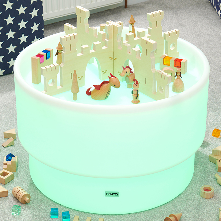 Slot together castle used on light table