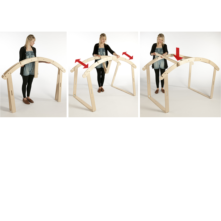 Step by step demonstration images of folding den