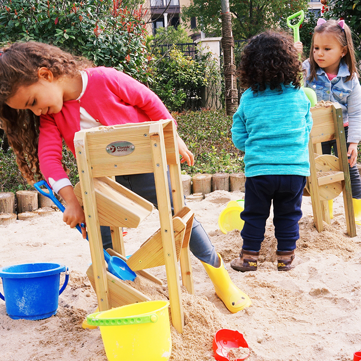 Sand slide moves sand side to side and down.