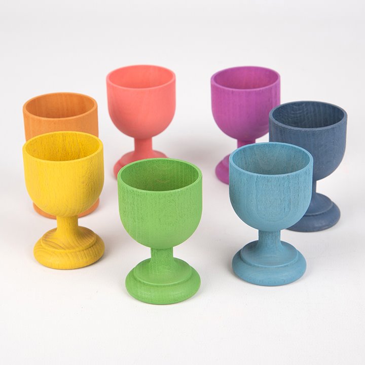 Beautiful colourful wooden egg cups
