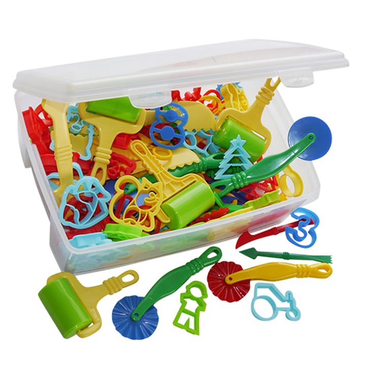 95 tools in a tub for cutting, modelling, rolling or shaping in clay or play-dough