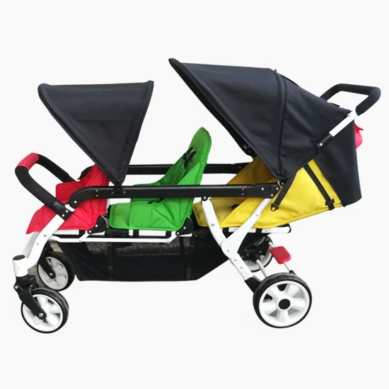 A stroller for three children side view