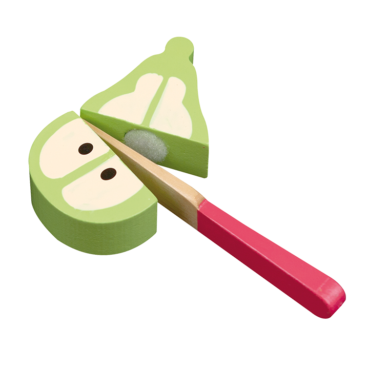 Close up of cutting pear